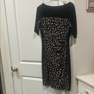 Chaps Black and White Midi Dress